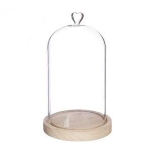 Globe verre YLA Support bois Diam 14 H. 24 cm