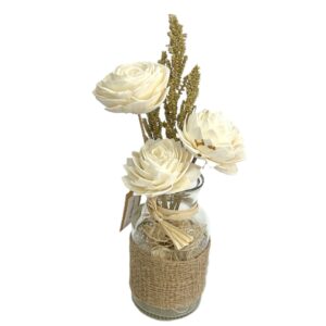 Bouquet 3 lotus H.20 vase verre diam 6