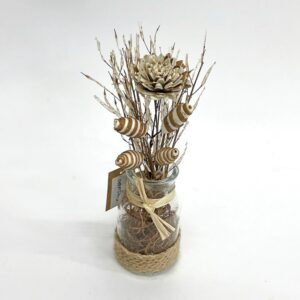 Bouquet Dahlia bicolore H.20 vase verre diam 6