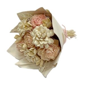 Bouquet rond Ø17 rose clair H.33 cm