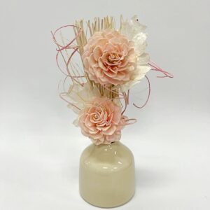 Vase céramique fleurs en shola rose H.30 cm