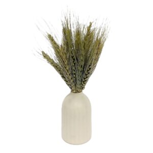 Vase blanc bouquet blé séché H.25 cm
