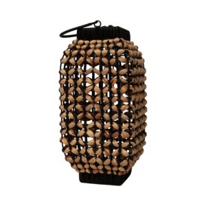 Lanterne rotin Helios noir/naturel dia 20 H.40 cm