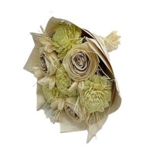 Bouquet rond Ø17 vert clair H.33 cm