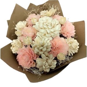 Bouquet rond rose clair dia 22 H.50 cm GM