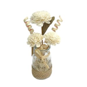 Bouquet 3 Dahlia H.20 vase verre diam 6